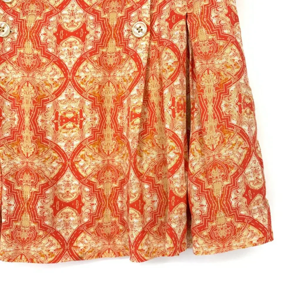 Free People Skirt Women's Size 0 Poppy Peach Boho Print Lover's Lane Mini Orange